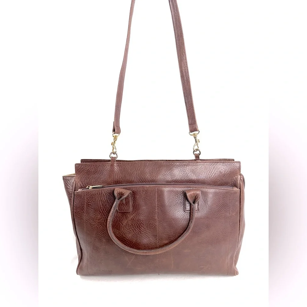 Piel Morena Brown Leather Large Briefcase Business Laptop Travel
